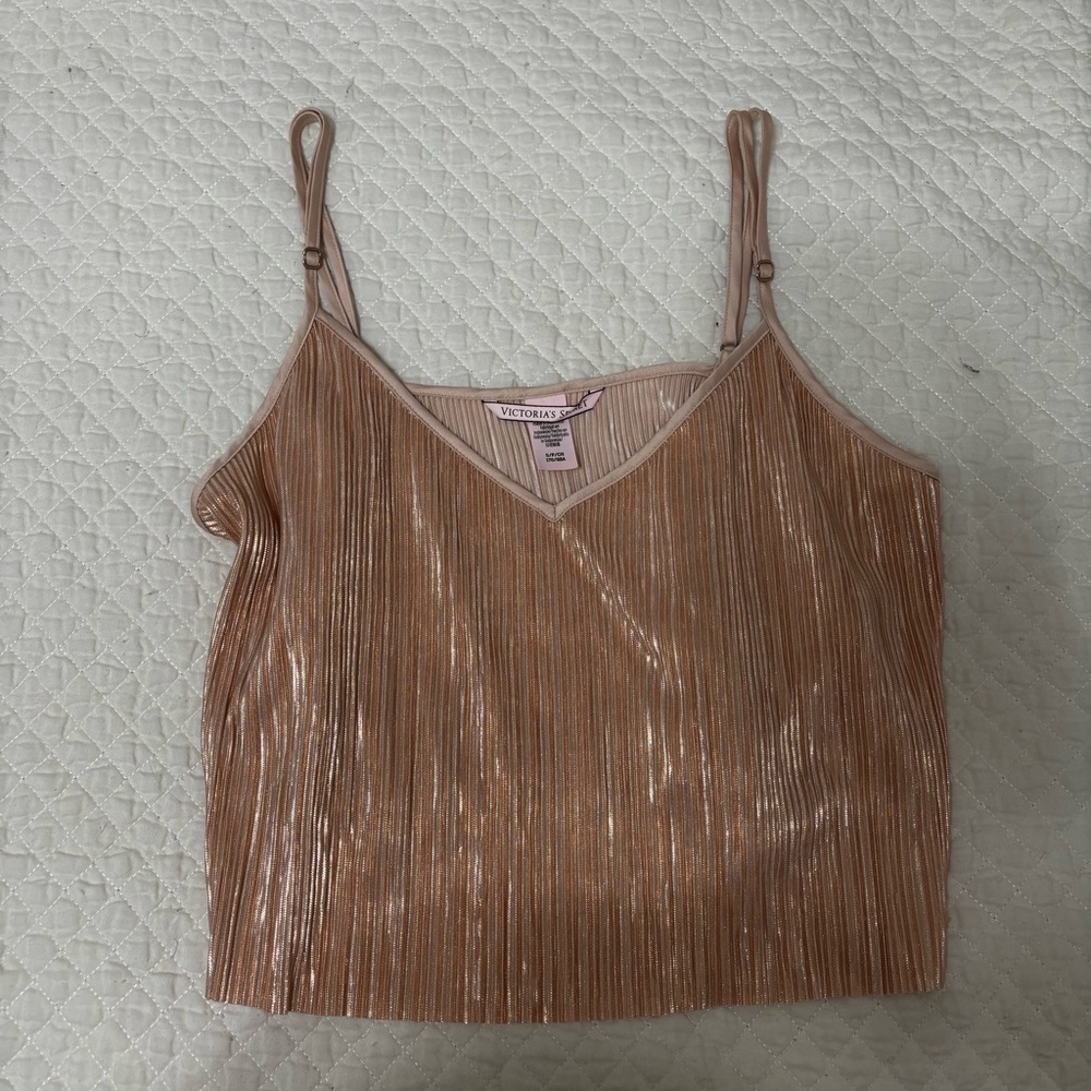 Victoria’s secret pleated pajama set gold